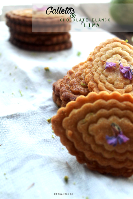 galletas de chocolate blanco y lima