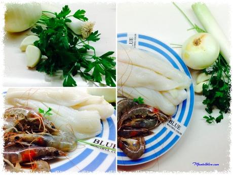 Lenguado al horno sobre crema de puerros y langostinos