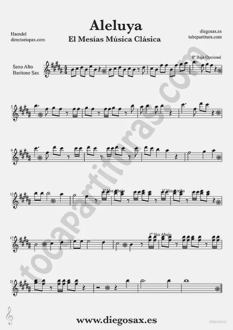 Tocapartitura Aleluya de Haendel partitura de Saxofón Alto y Saxofón Barítono El Mesias