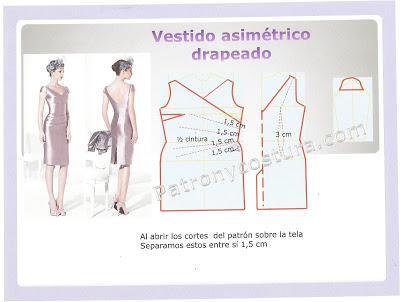 vestido asimétrico drapeado patronycostura.com