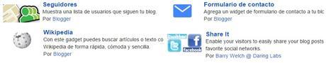 Los widgets o gadgets de blogger
