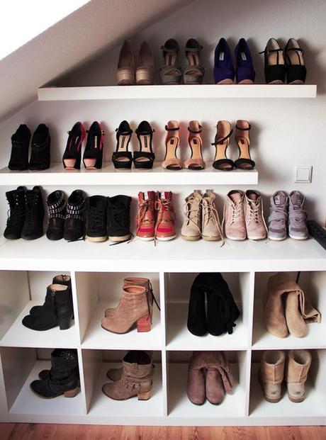 Ikea Closet using floating & expedit shelves via The Perfect Wife