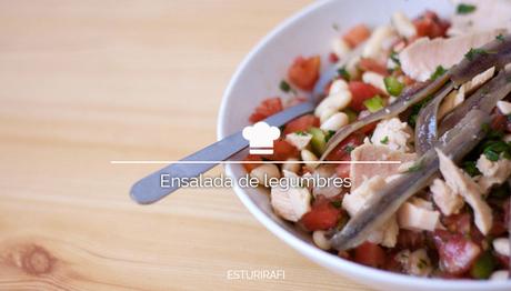 Ensalada de alubias blancas, bonito y anchoas