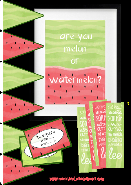 pack imprimibles para fiestas melón o sandía