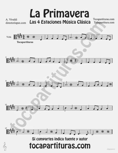 Primavera Antonio Vivaldi Partitura para Viola 