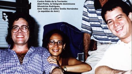 Centro Pablo de la Torriente. Abel Prieto, la fotógrafa dominicana Silvestrina Rodríguez, Amir Valle y el editor Emilio Hernández ,a espaldas de Amir.