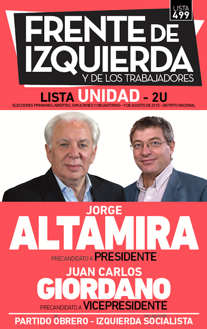 Altamira / Giordano, la fórmula presidencial de la Lista UNIDAD del Frente de Izquierda. Altamira / Giordano, la fórmula presidencial de la Lista UNIDAD del Frente de Izquierda.