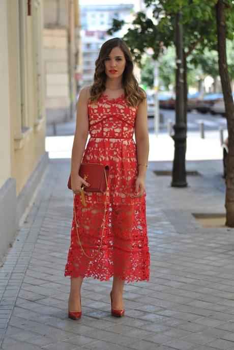 Crochet red dress