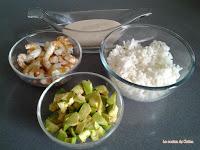 Ensalada de gambas con aguacate y arroz