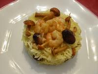 Arroz jazmín con setas y gambas