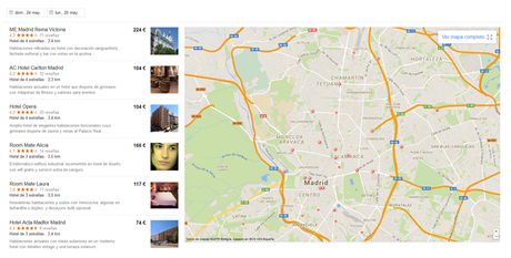 Ahora Google muestra los precios de los hoteles en sus búsquedas