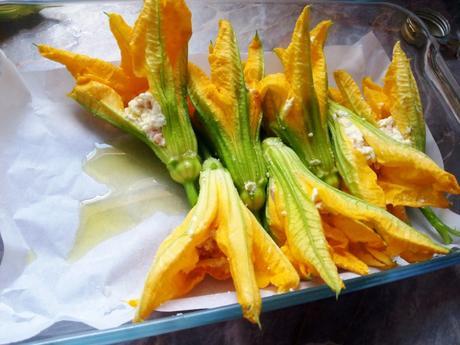 Flores de calabacin rellenas de jamón – Flores de calabacín rellenas de queso – Fiori di zucchine ripiene di ricotta e prosciutto cotto florescalabacinricotta6