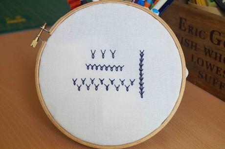 Puntos de bordado: punto de collalba o cabeza de toro / Embroidery stitches: wheatear stitch