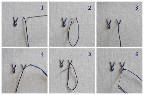 Puntos de bordado: punto de collalba o cabeza de toro / Embroidery stitches: wheatear stitch
