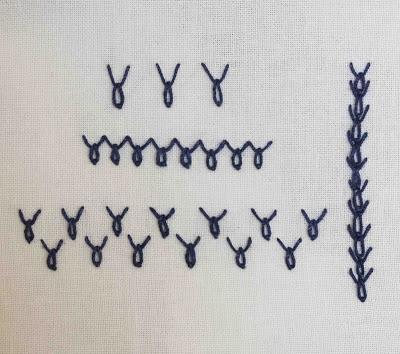 Puntos de bordado: punto de collalba o cabeza de toro / Embroidery stitches: wheatear stitch