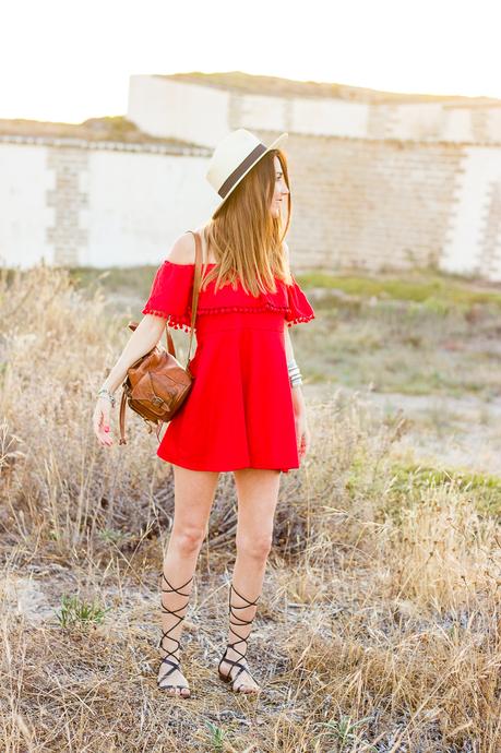 Shoulder Off Red Dress