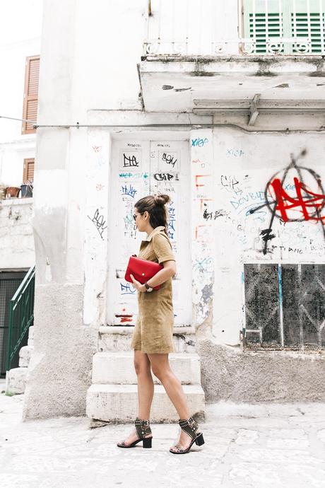 Suede_Dress-Louis_Vuitton_Red_Bag-Monogram.Isabel_Marant_Sandals-Outfit-Street_Style-Conversano-Italy_Road_Trip-6