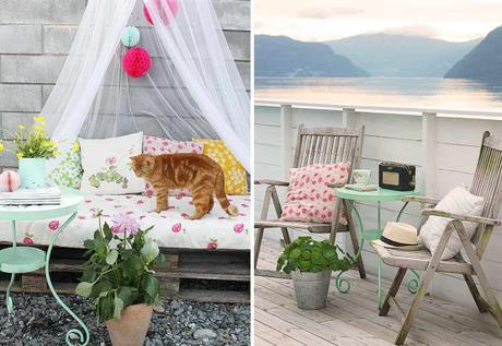 terrazas y balcones decoración plantas y flores decoración exterior mesas de verano Inspiración para decorar terrazas y balcones hacer muebles con palets cajas estilo nórdico escandinavo espacios exteriores decoración blog decoración nórdica balcones terrazas diy 
