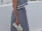 Long striped dress look