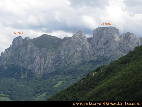 Ruta Peña Cerreos y Ubiña Pequeña: Vista de la Mesa y La Tesa desde Tuiza de Arriba