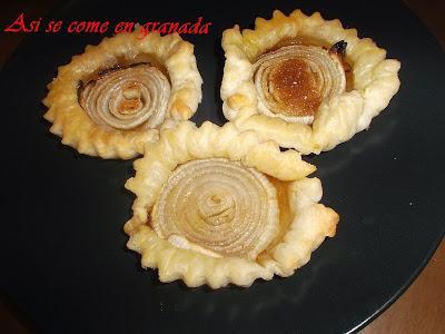 Nido de hojaldre y cebolleta