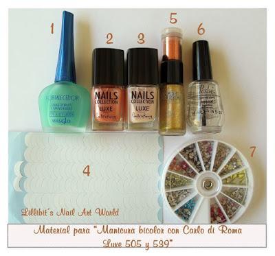 Manicura bicolor con Carlo di Roma Luxe 505 y 539