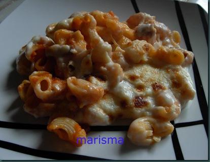 caracolas con tomate y bechamel,racion