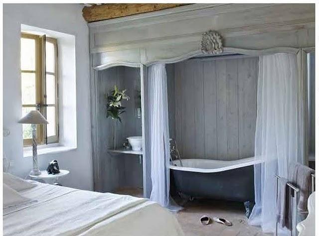 Habitación con baño: inspiración romántica