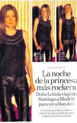 Dña. Letizia acudió a ver a Bon Jovi en los Premios Europa MTV vestida con pantalones de cuero