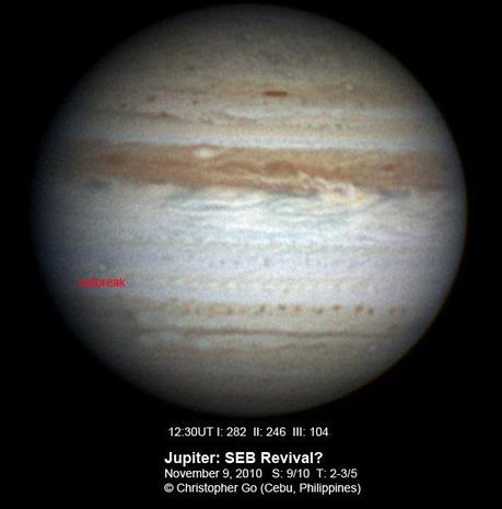 Júpiter presenta alteraciones en el Cinturón Ecuatorial Sur