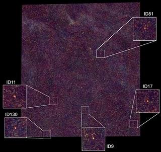 Algunas de las imágenes del Herschel que han permitido detectar las cinco lejanas galaxias