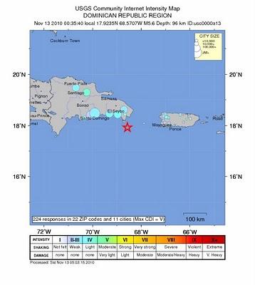 Sismo de magnitud 5.6 se siente en la República Dominicana y Puerto Rico