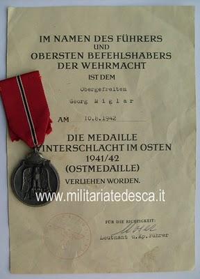 LA MEDALLA DE LA CAMPAÑA DE INVIERNO (OSTMEDAILLE)  1941/42