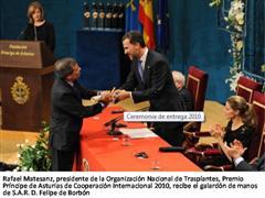 La ONT Premio Príncipe de Asturias de Cooperación 2010. La Donación a corazón parado.