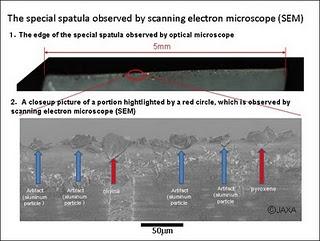 Imagen de la espátula especial observada microscopía electrónica de barrido (SEM)