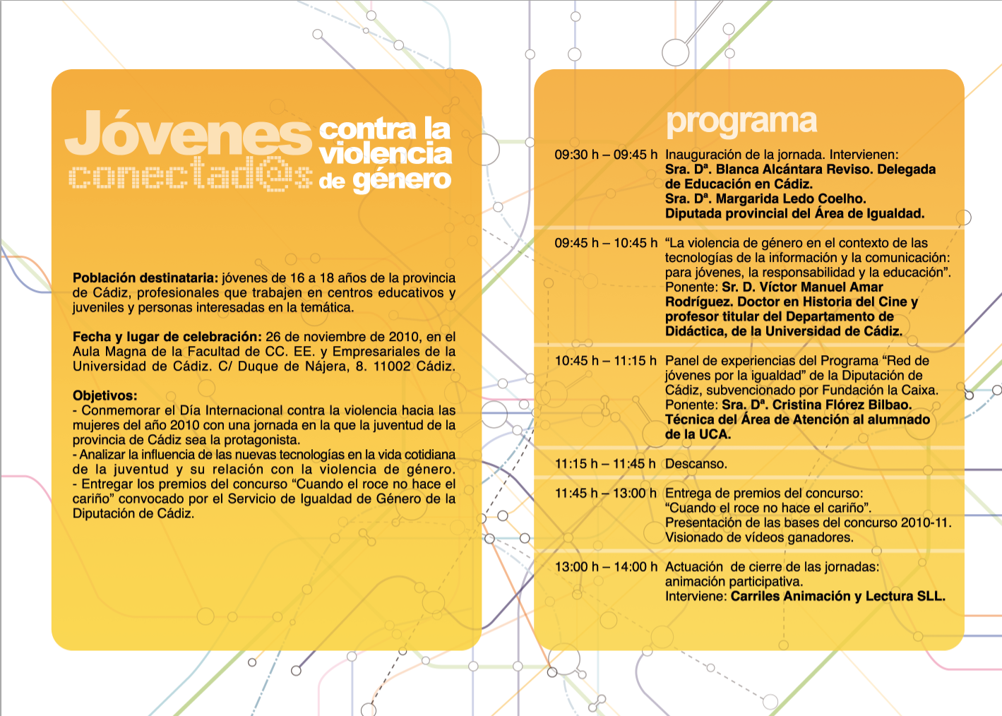 Jornadas Jóvenes contra la violencia de género en Cádiz: 26 de noviembre de 2010.