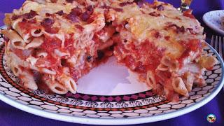 Tarta de macarrones gratinada