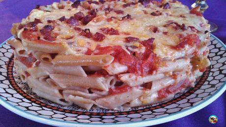 Tarta de macarrones gratinada