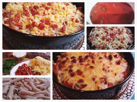 Tarta de macarrones gratinada