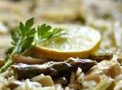 Arroz espárragos, setas pollo