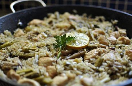 arroz-con-esparragos-setas-y-pollo