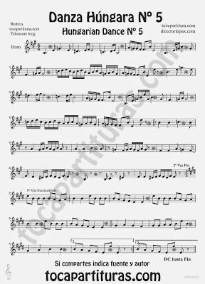 Tubepartitura Danza Húngara nº 5 Partitura de Corno Inglés de Johannes Brahms