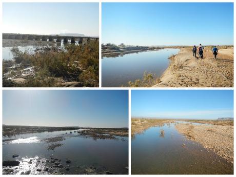 Cruzando el río Draa a pie cerca de Oulad Driss (Marruecos)