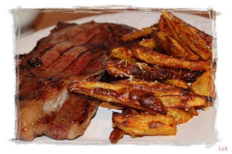 Black and blue steaks, filetes marinados a la barbacoa Black and blue steaks, filetes marinados a la barbacoa