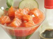 Gelatina espinacas, granizado tomate soja sake dados atún