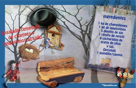 Ensalada de champiñones y langostinos al ajillo Ensalada de champiñones y langostinos al ajillo