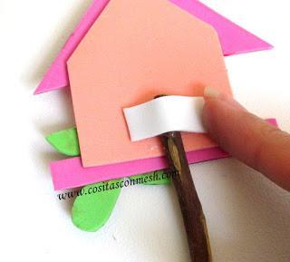 Casitas en foami para macetas- manualidades fáciles