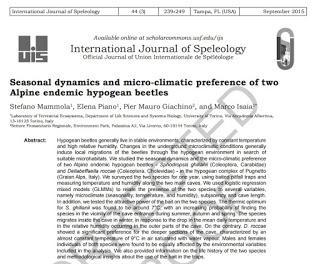 Dinámica estacional y microclimática de dos coleópteros hipogeos Dinámica estacional y microclimática de dos coleópteros hipogeos