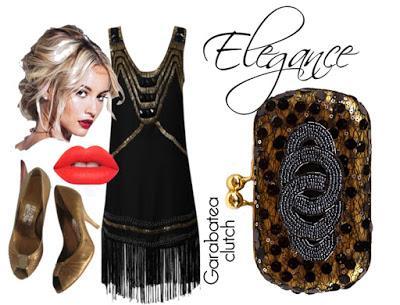 LOOK ELEGANTE CLUTCH AÑOS 20 HANDMADE DORADO Y NEGRO CLUTCH LENTEJUELAS Y PEDRERIA GARABATEA ORO Y NEGRO