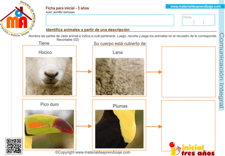 Identifica animales a partir de una descripción: comunicación integral 3 años